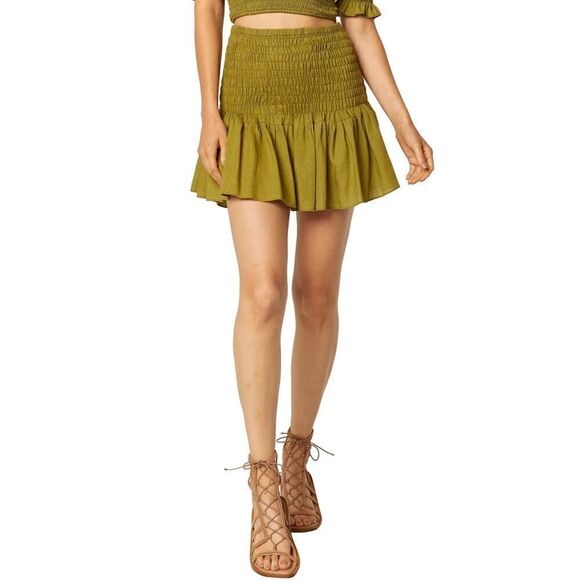 MISA Azar Ruffle Miniskirt in Olive - Picture 1 of 8